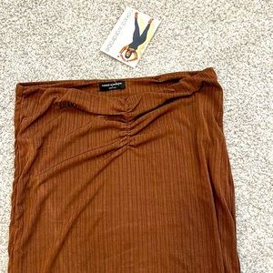Naked Wardrobe - Brown Cinched Front Maxi Skirt Tight